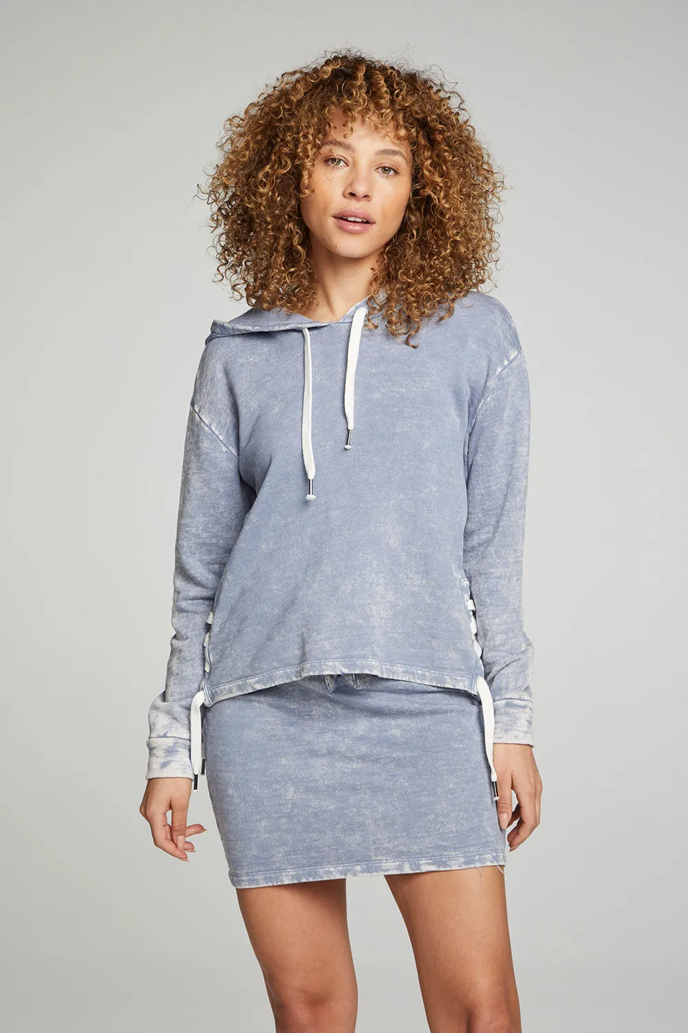 Long Sleeve Hoodie With Lace Up Sides