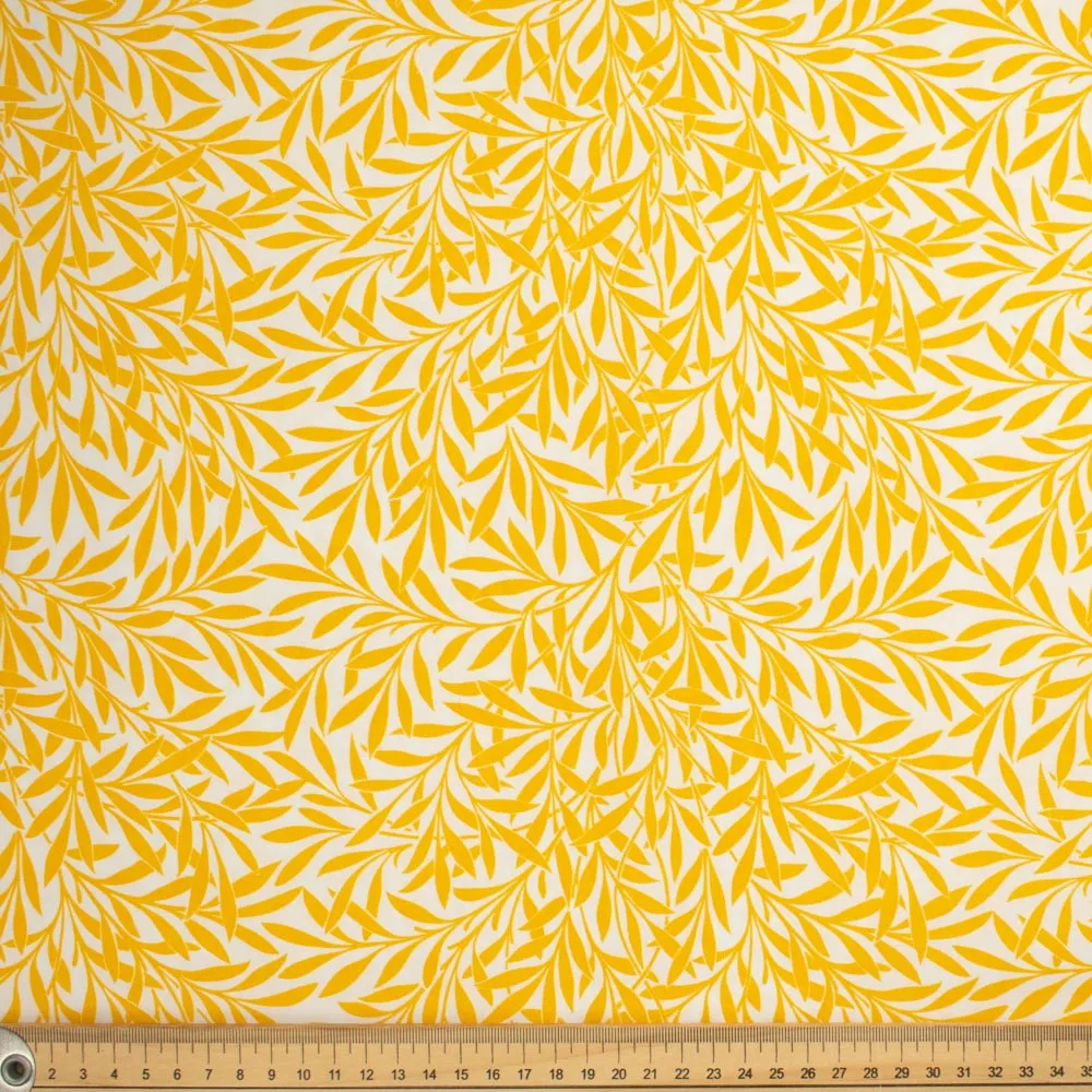 Maurice Style Collection #05 Yellow Leaves on Cream Cotton Prints