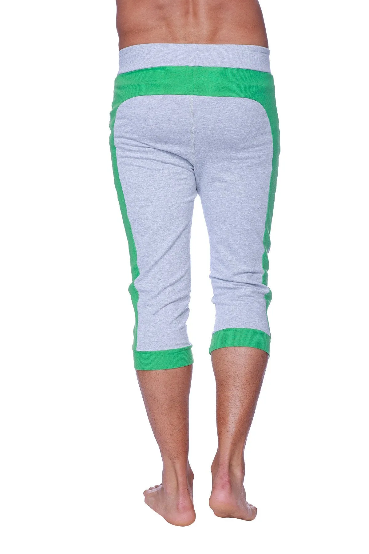 Mens Cuffed Yoga Pants (Heather Grey w/GREEN)