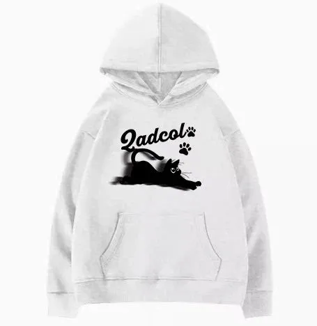 Metaversmall Fashion Hooded Drawstring Lovely Printing Women Hoodies Winter Pure Color Basic Chic Pocket Simple Casual Female Hoodies