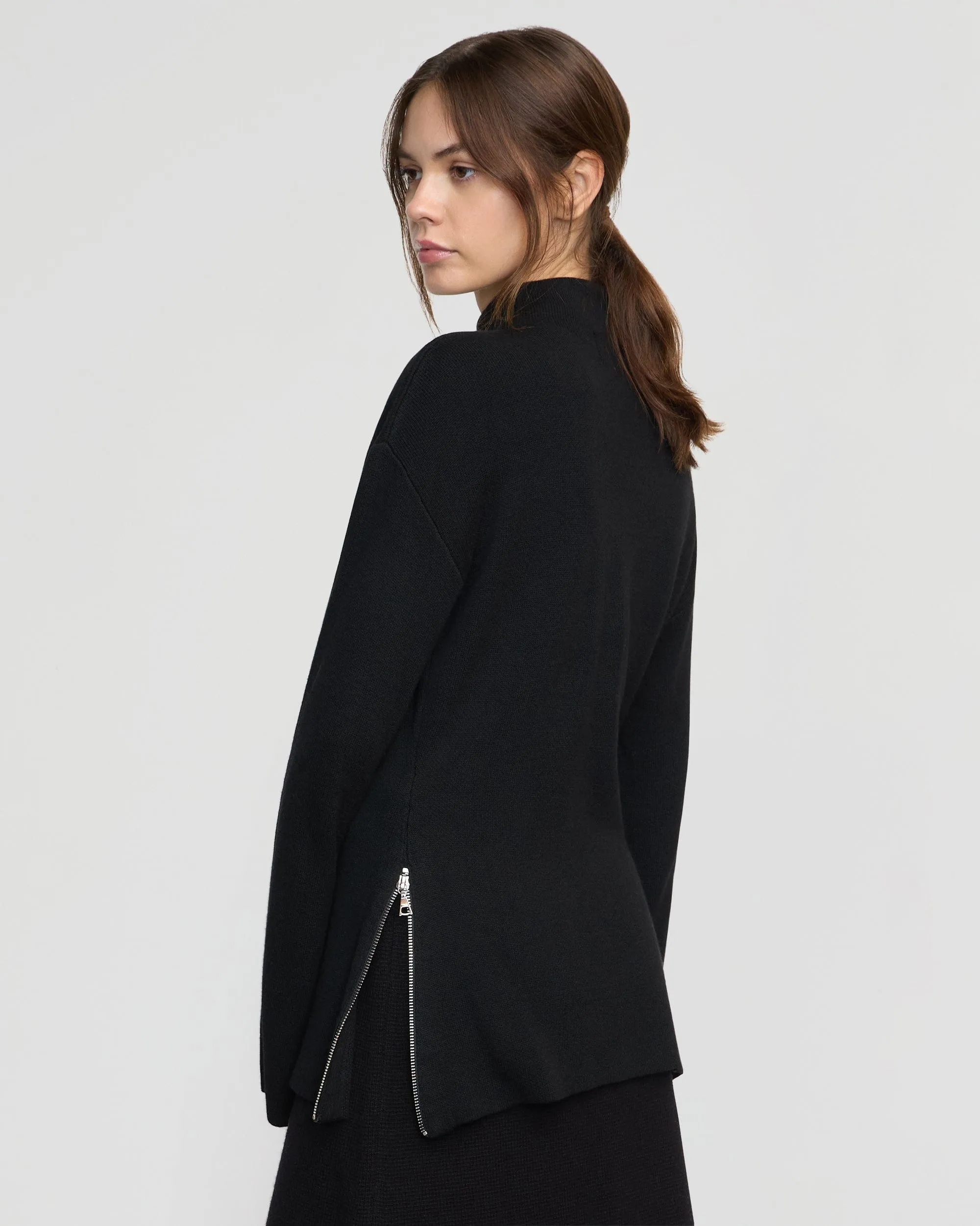 Minji Sculpted Side-Zip Sweater