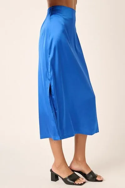 Mittoshop Side Slit Satin Midi Skirt