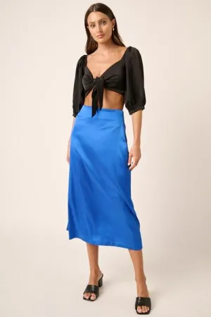 Mittoshop Side Slit Satin Midi Skirt