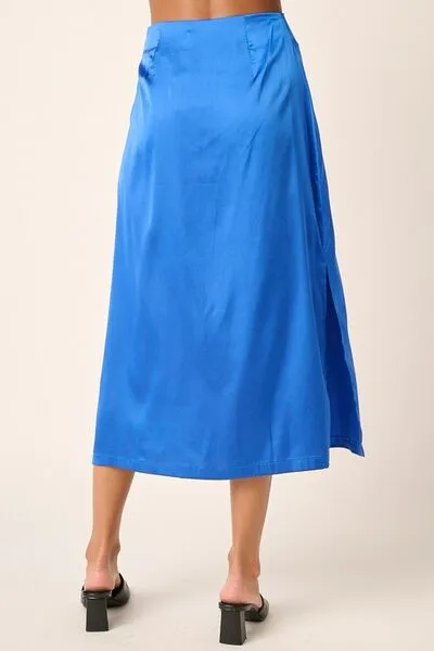 Mittoshop Side Slit Satin Midi Skirt