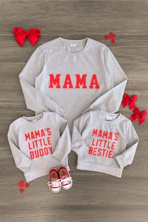 Mom & Kid - "Mama's Little Bestie & Buddy" Gray Top