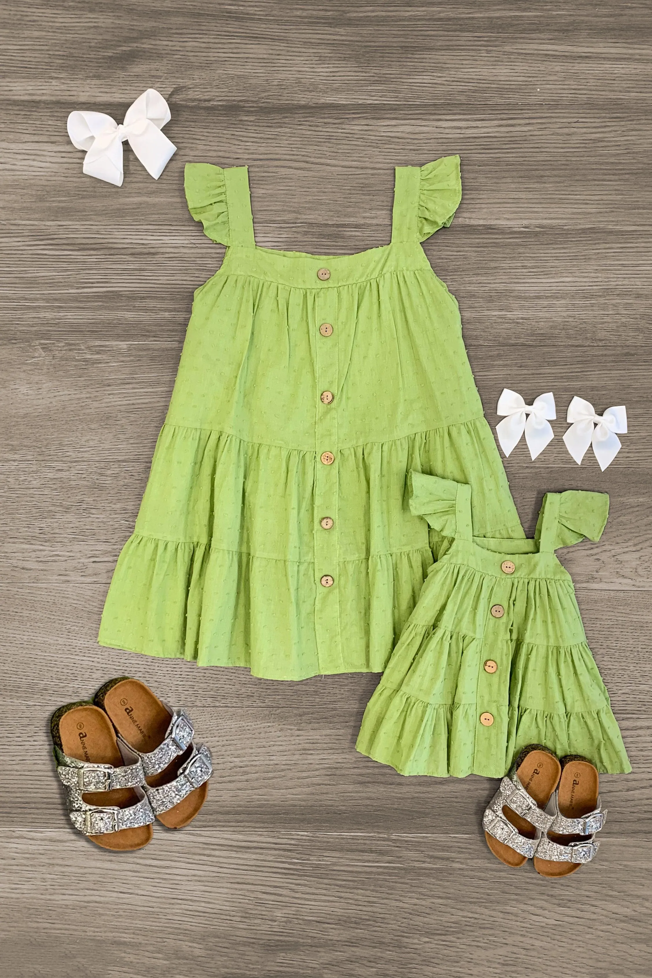 Mom & Me - Green Ruffle Tank Top