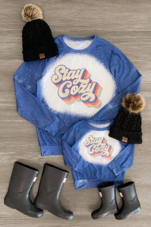 Mom & Me - "Stay Cozy" Blue Top