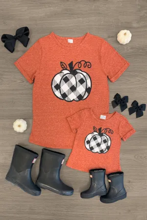 Mom & Me - Rust Plaid Pumpkin Top