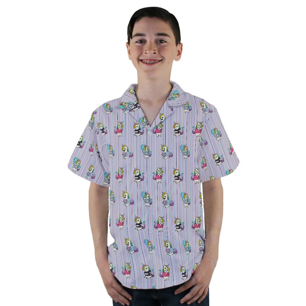 Moodicorn Rainbow Stripes Youth Hawaiian Shirt