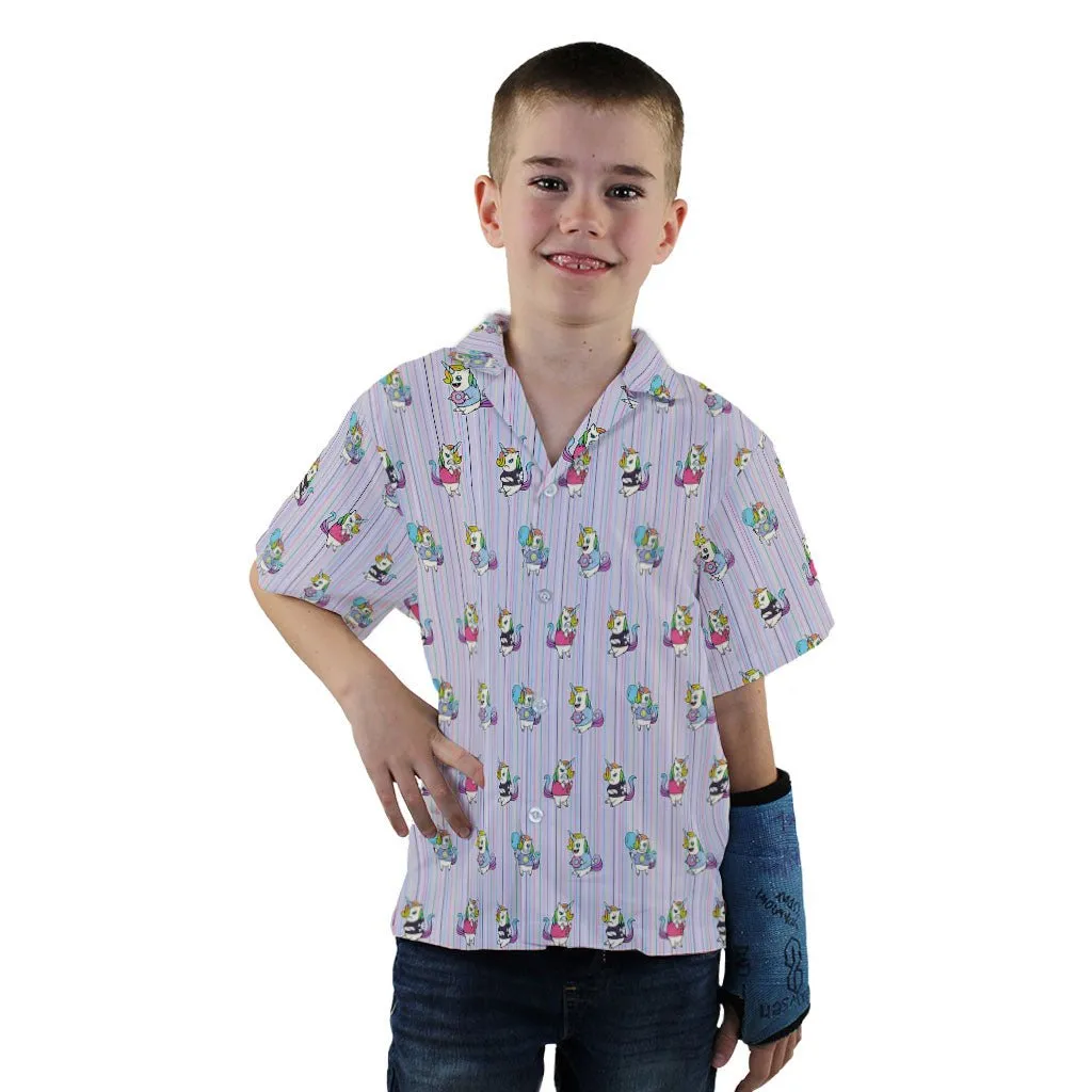 Moodicorn Rainbow Stripes Youth Hawaiian Shirt