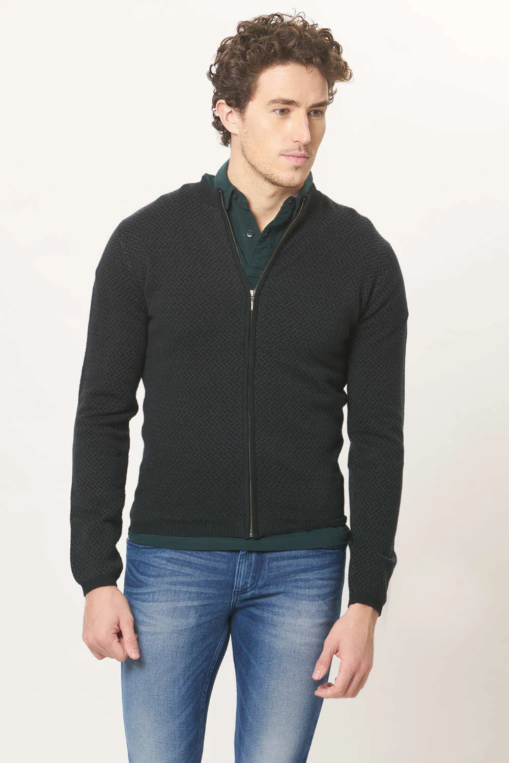 Muscle Fit High Neck Jacket