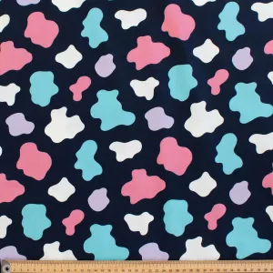 Navy Colourful Cow Cotton Print