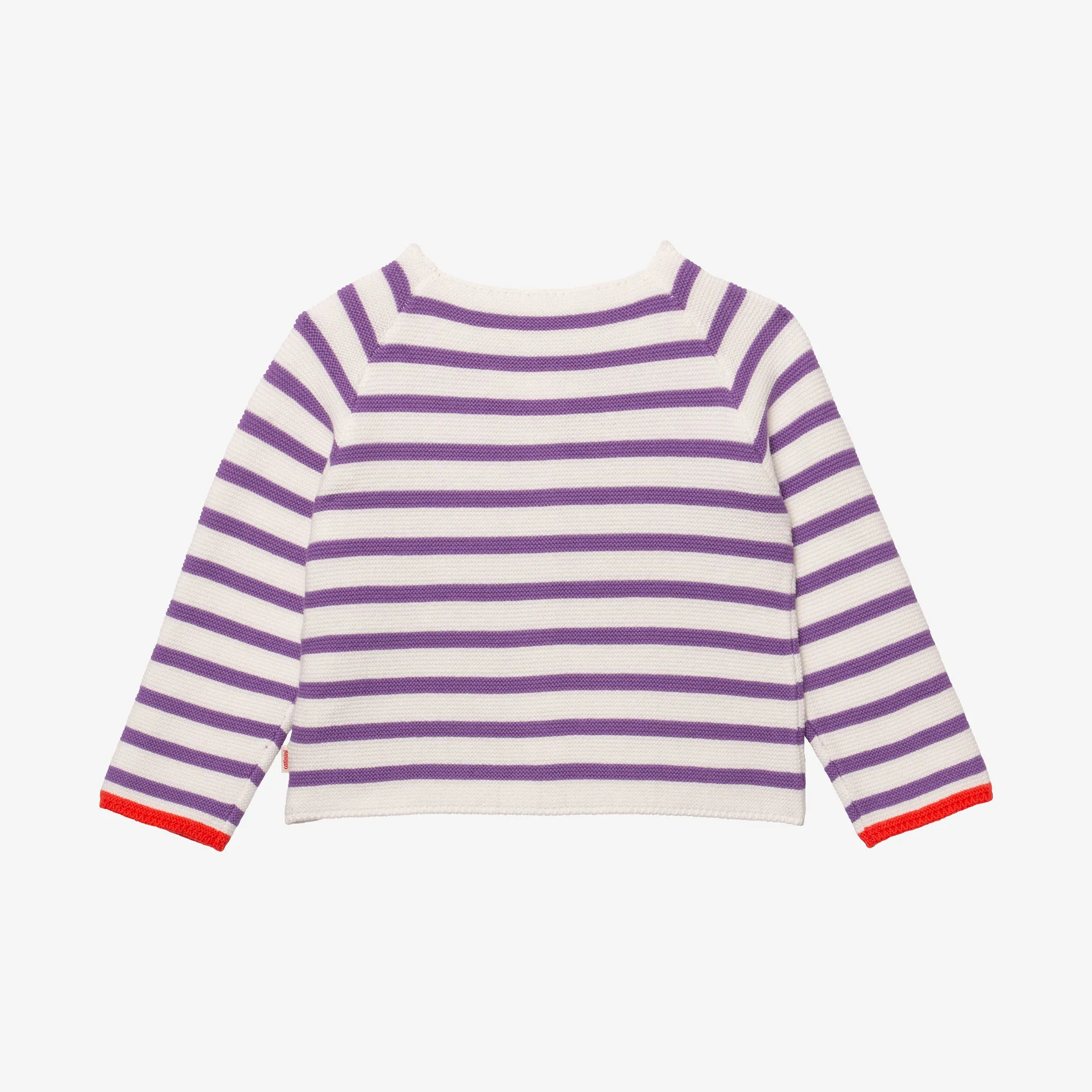 Newborn girls' lilac striped knitted cardigan