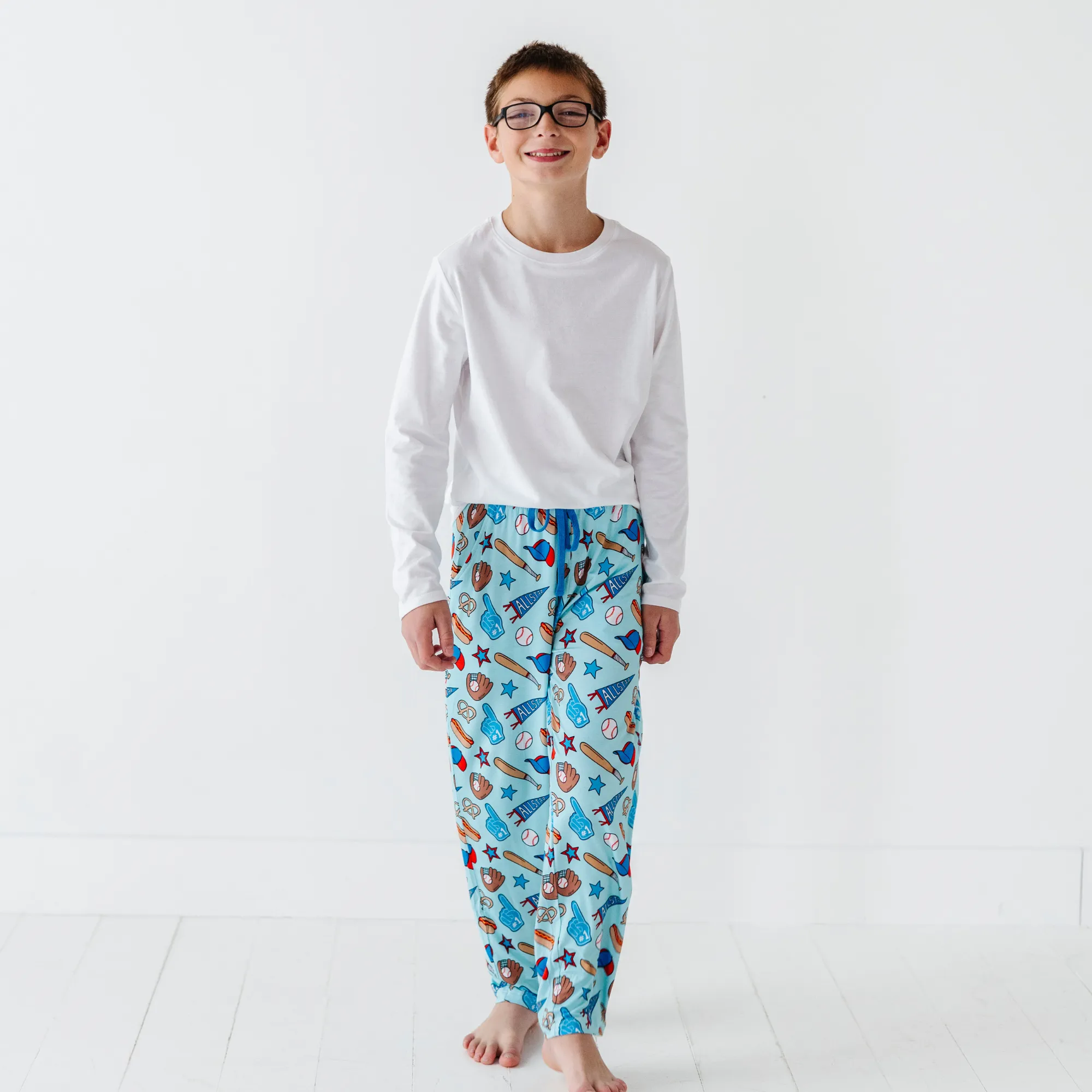 No Place Like Home Blue Baseball Boys Lounge Pants - Bigger Kids