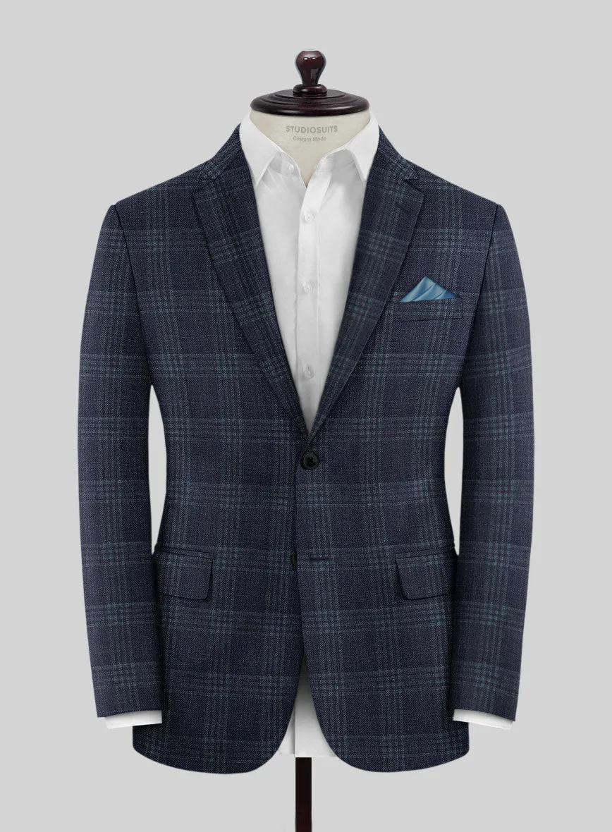 Noble Gianni Blue Wool Silk Linen Suit