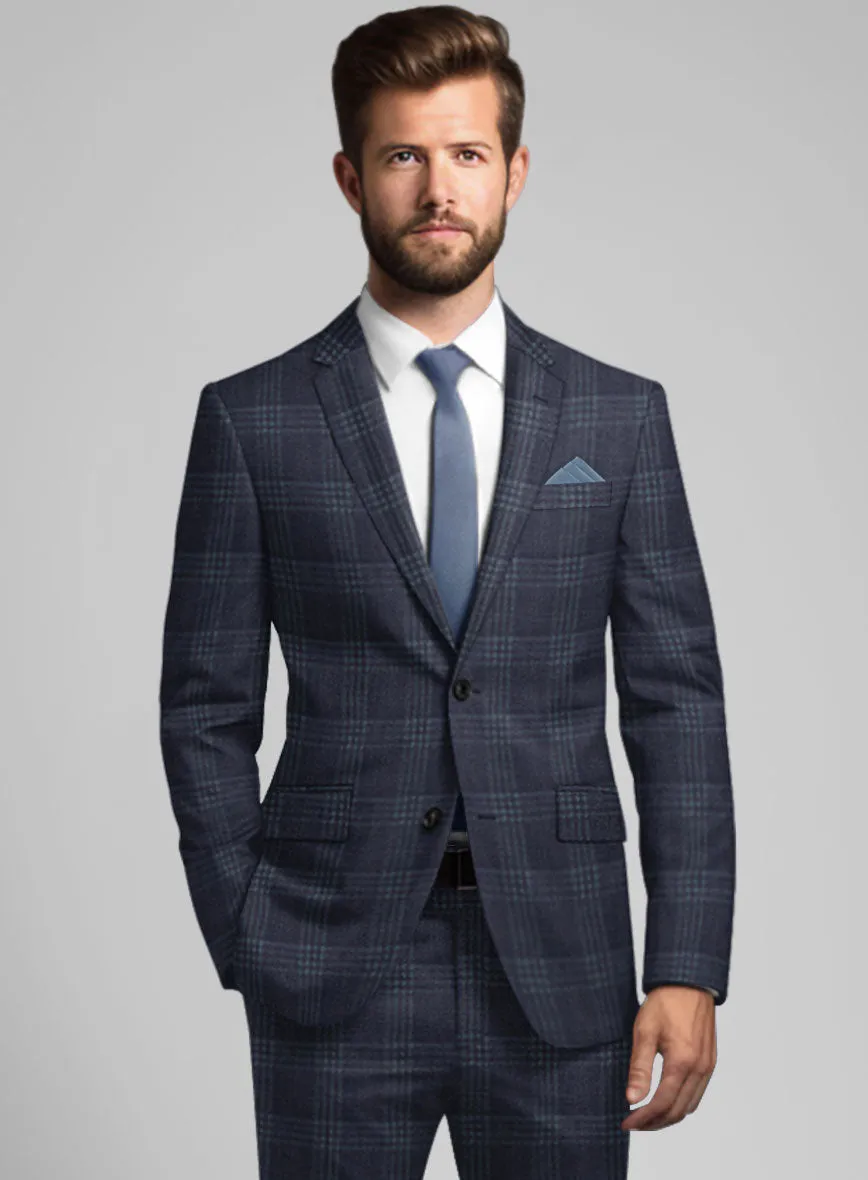 Noble Gianni Blue Wool Silk Linen Suit