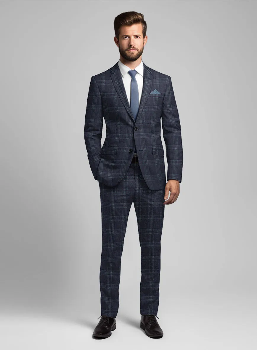 Noble Gianni Blue Wool Silk Linen Suit