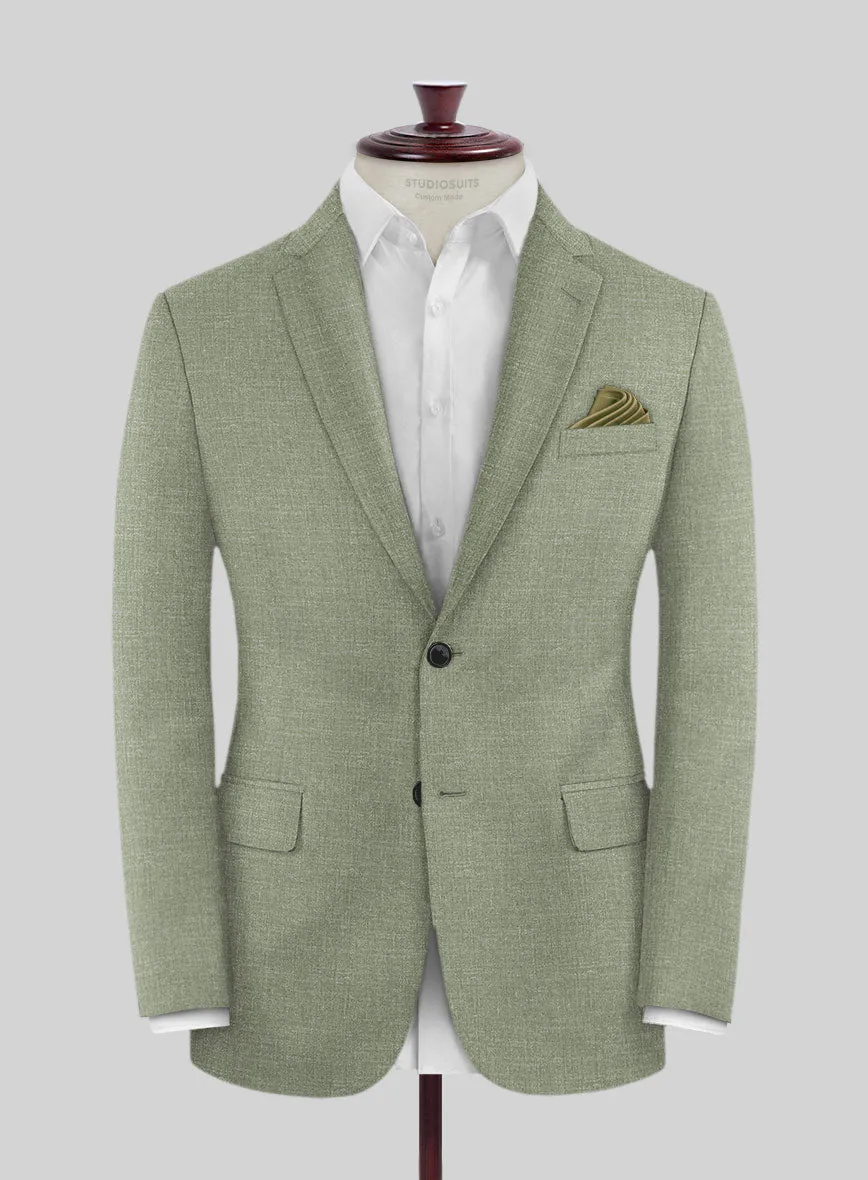 Noble Sage Green Wool Silk Linen Suit