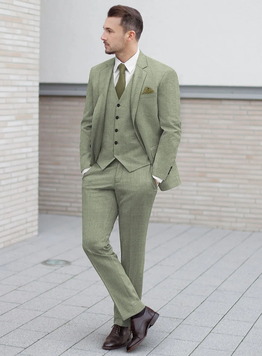 Noble Sage Green Wool Silk Linen Suit