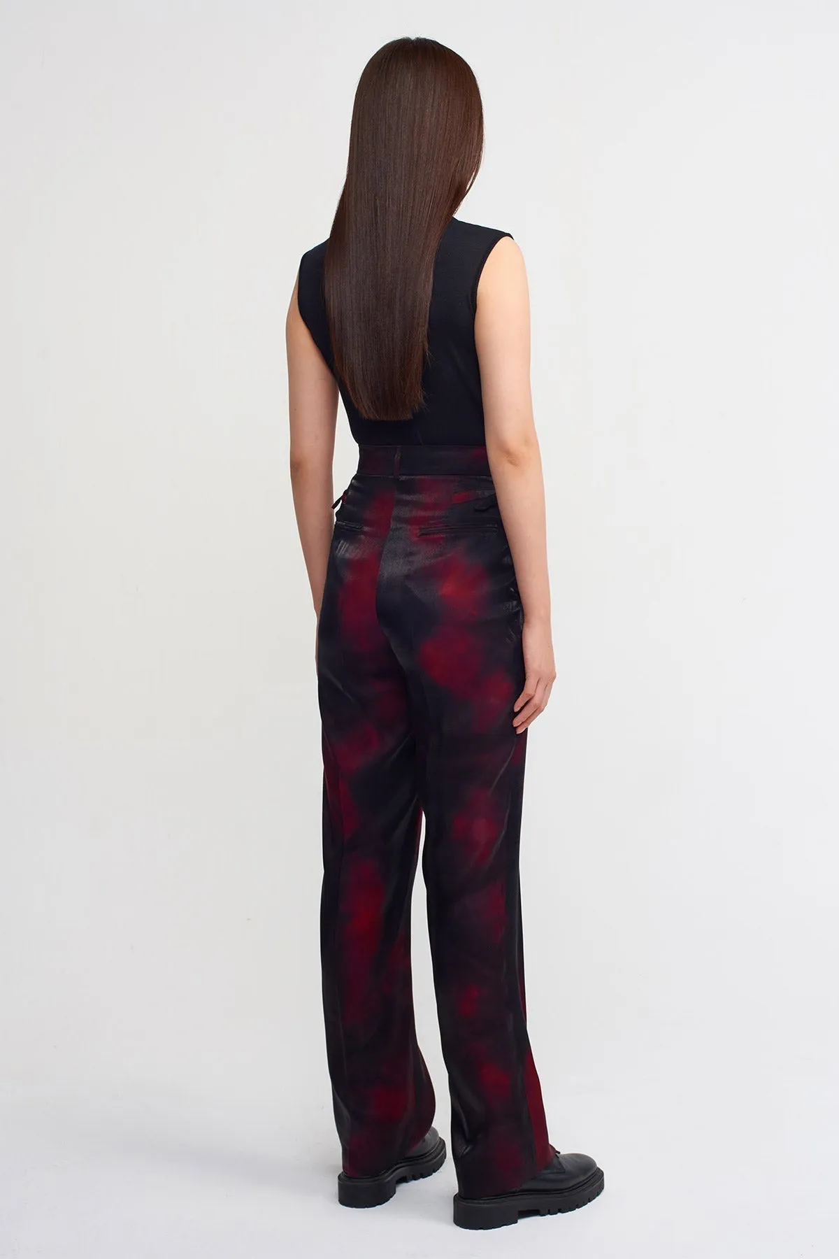 Nu Printed Trousers With Buckle Straps Accessory Red