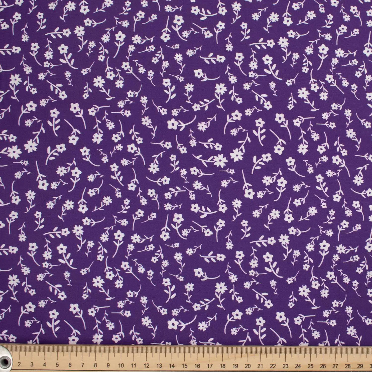 Old World Purple Collection #05 Small White Flower on Purple Cotton Prints