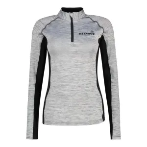 Olympic Ladies 1/4 zip Long Sleeve Panelled Top – Grey Splinter