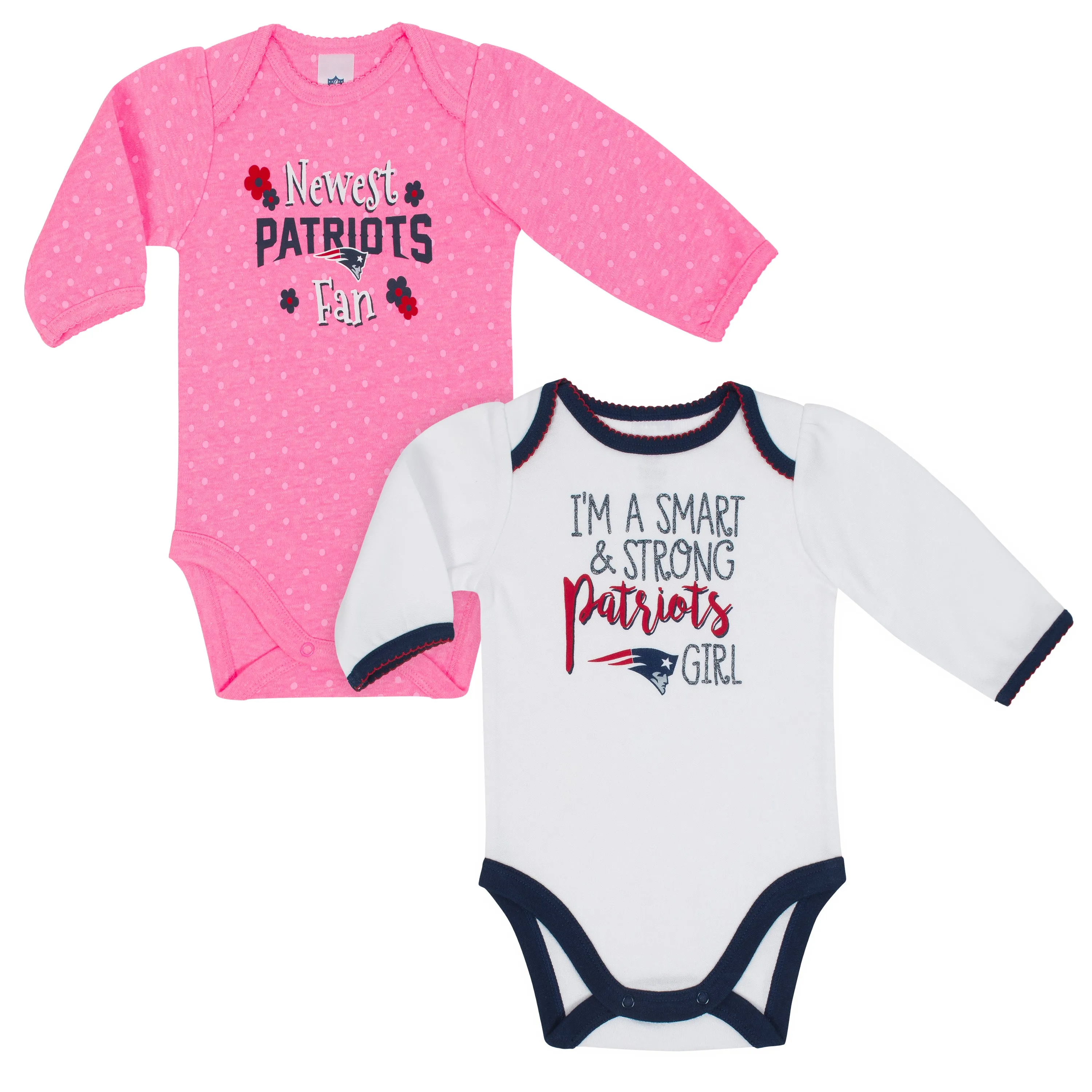 Patriots Newest Fan Girls 2 Pack Long Sleeved Onesies