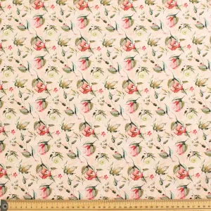 Peach Roses on Peach Cotton Print