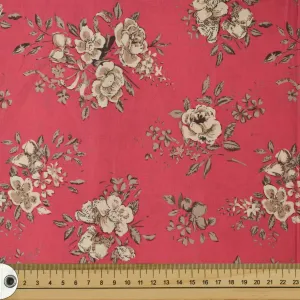 Pink Blush Painted Flowers Cotton Print