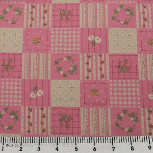 Pink Floral Checkers Cotton Print