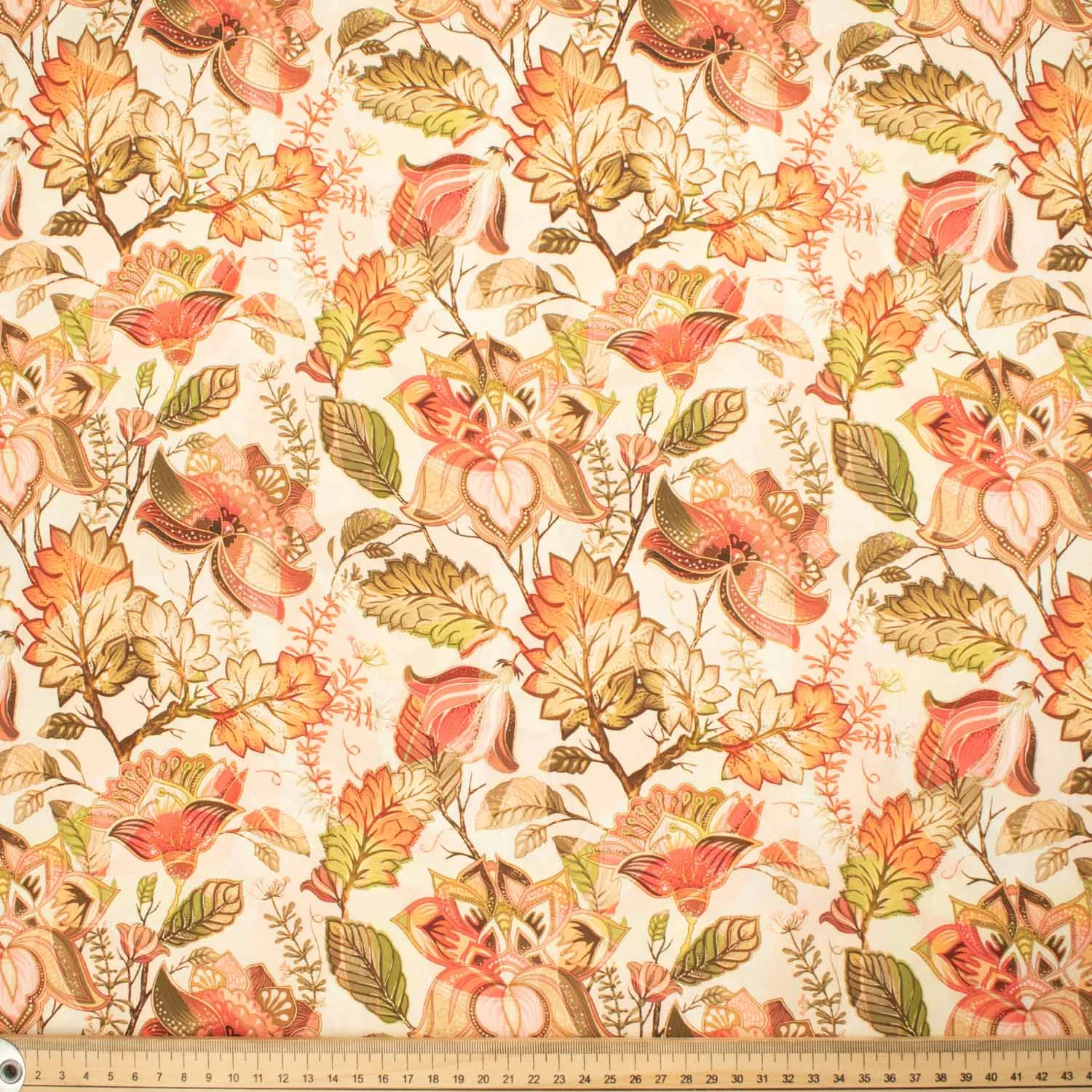 Provence Collection #12 Orange Big Flower on Cream Cotton Prints