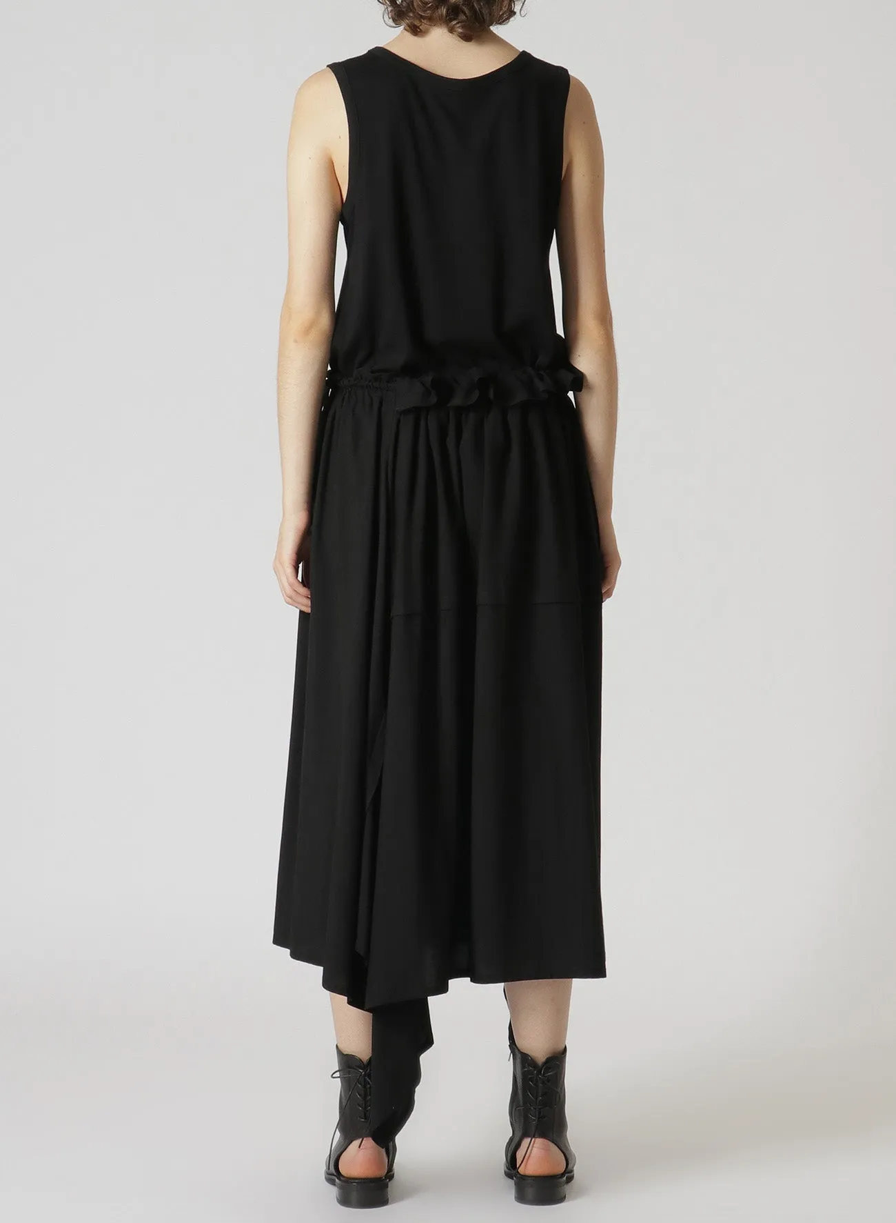 RAYON ASYMMETRIC SKIRT WITH RIGHT SLANTING HEMLINE