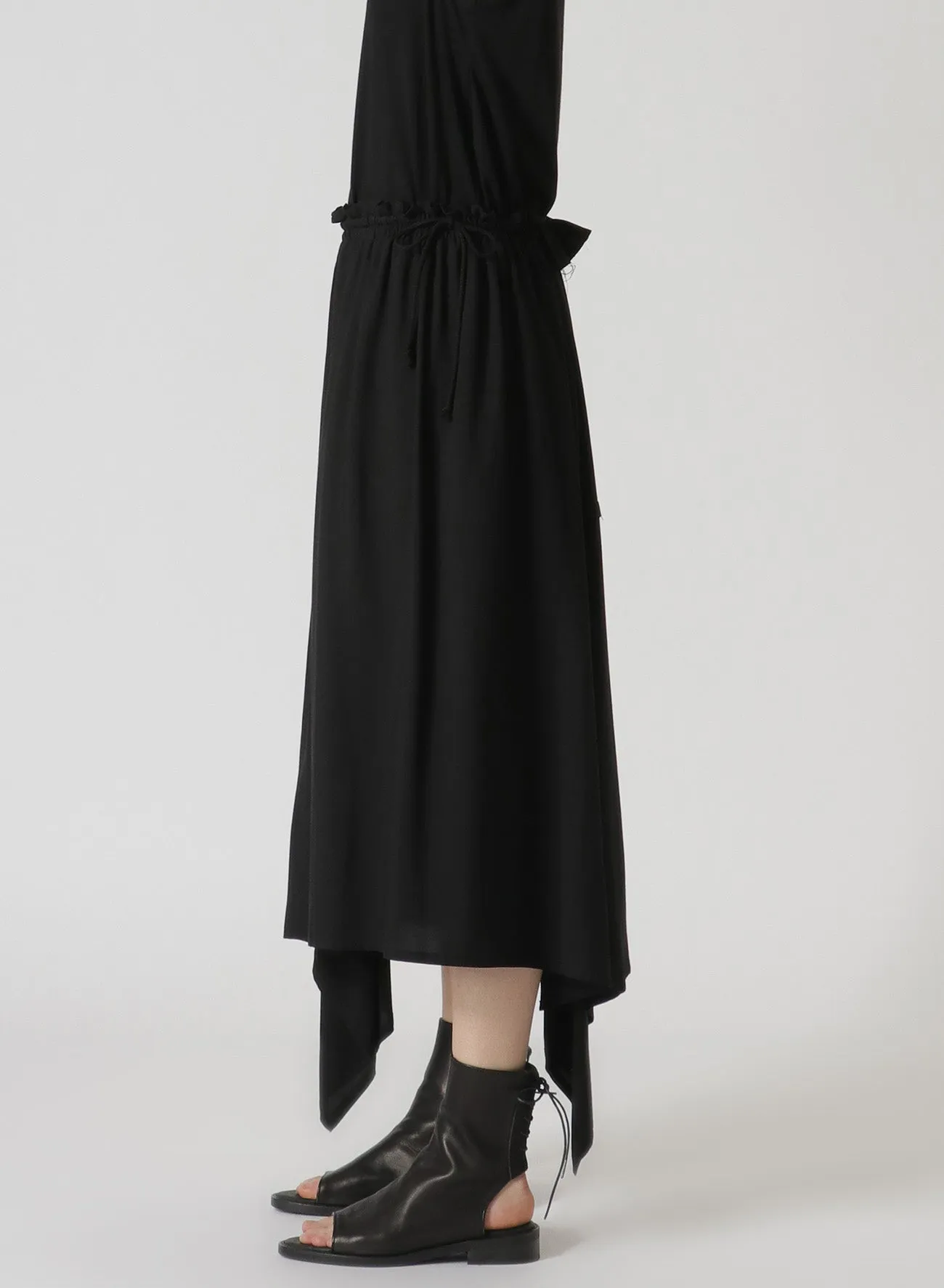 RAYON ASYMMETRIC SKIRT WITH RIGHT SLANTING HEMLINE