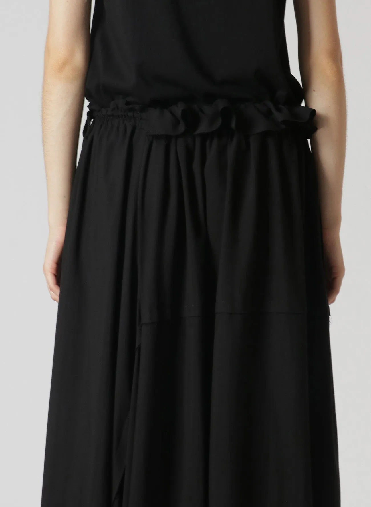 RAYON ASYMMETRIC SKIRT WITH RIGHT SLANTING HEMLINE