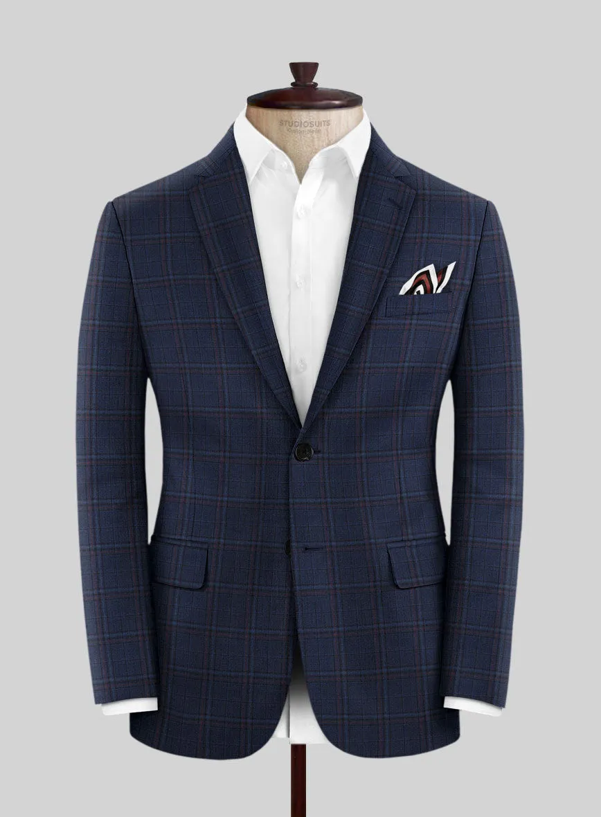 Reda Cinder Blue Checks Wool Suit