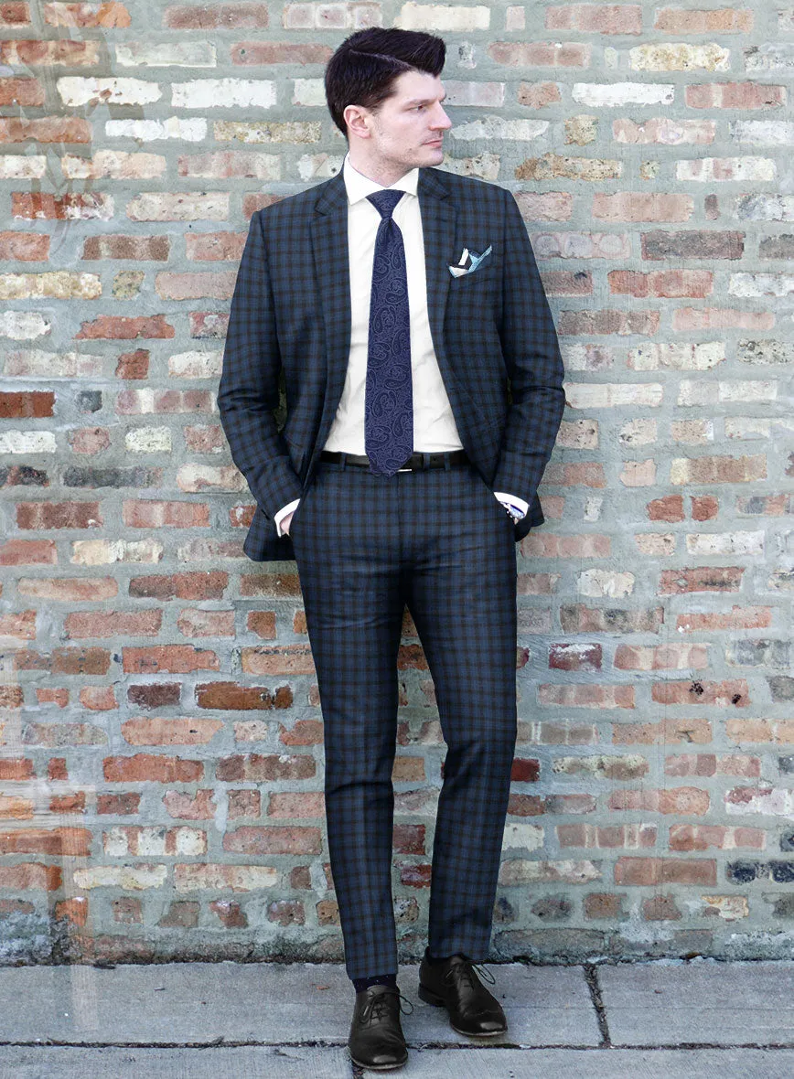 Reda Glacier Blue Checks Wool Suit