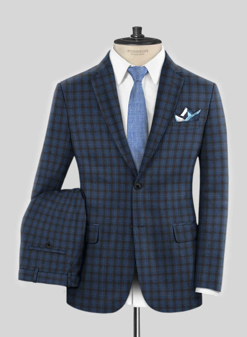 Reda Glacier Blue Checks Wool Suit