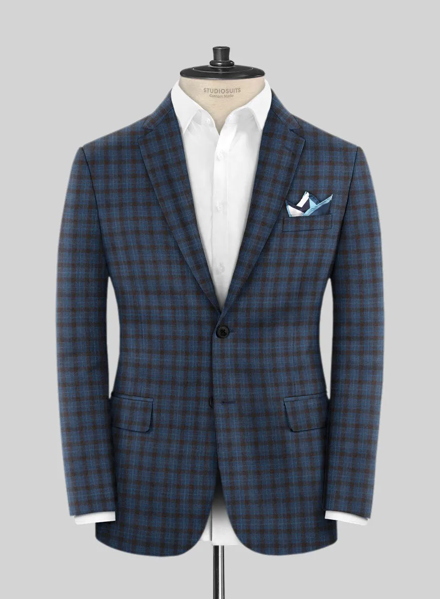 Reda Glacier Blue Checks Wool Suit