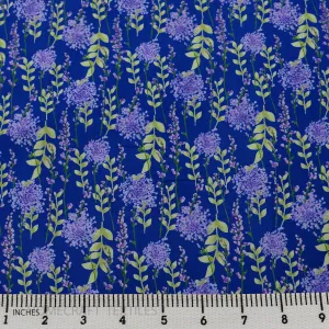 Royal Lavender Branch Floral Cotton Print