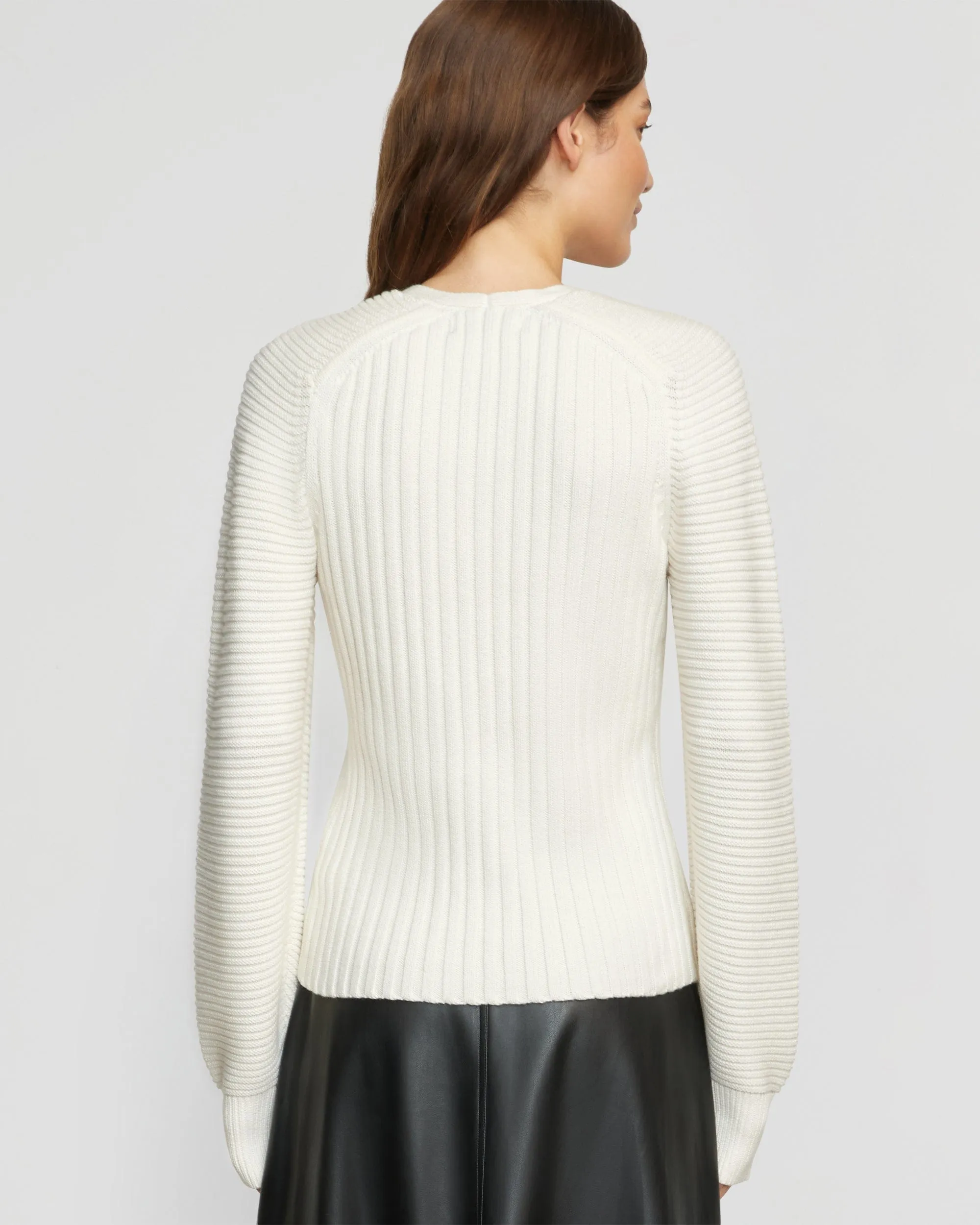 Sanne Ottoman-Knit V-Neck Sweater