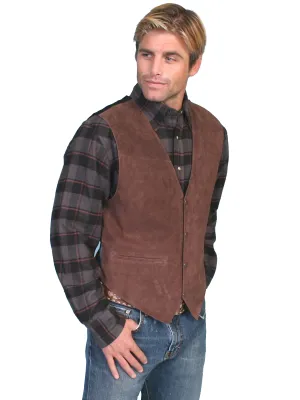 Scully Leather Mens Western Boar Suede Snap Front Vest Expresso L