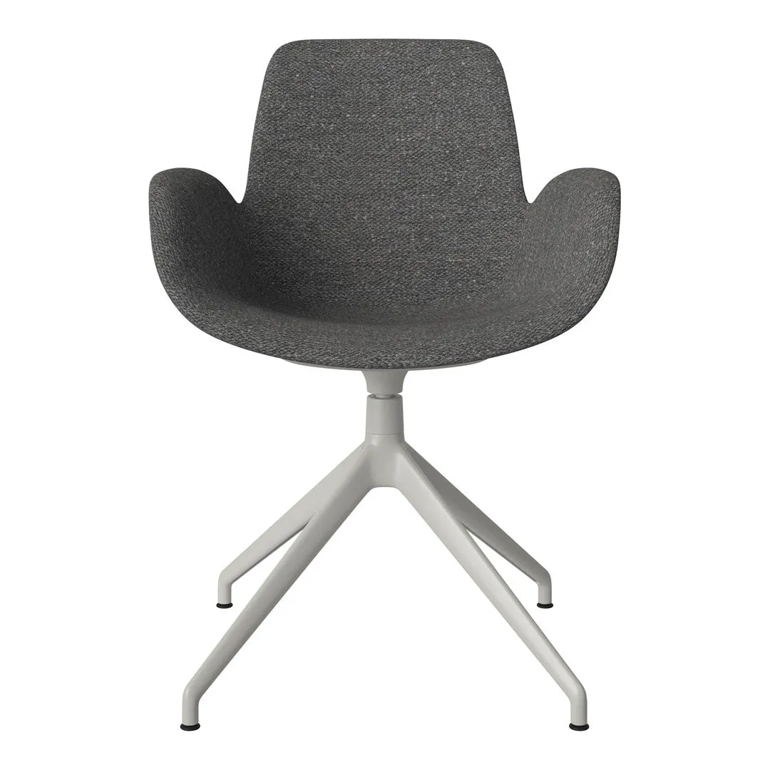 Seed Armchair - Upholstered - 4 - Star Base w/ Gliders - Grey Lacquered Steel