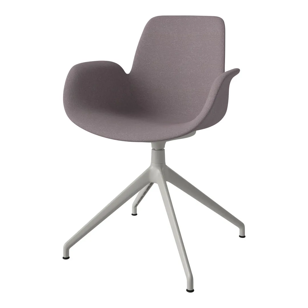 Seed Armchair - Upholstered - 4 - Star Base w/ Gliders - Grey Lacquered Steel