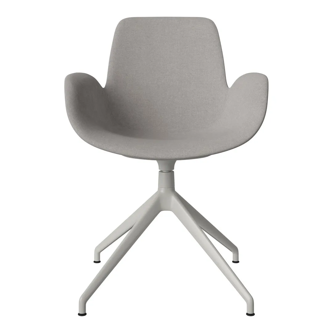 Seed Armchair - Upholstered - 4 - Star Base w/ Gliders - Grey Lacquered Steel