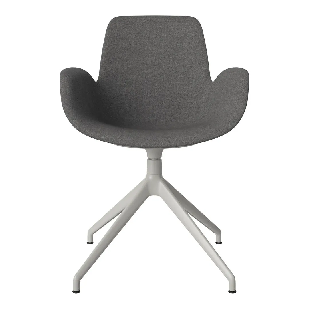 Seed Armchair - Upholstered - 4 - Star Base w/ Gliders - Grey Lacquered Steel