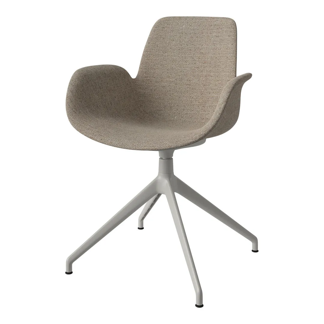 Seed Armchair - Upholstered - 4 - Star Base w/ Gliders - Grey Lacquered Steel