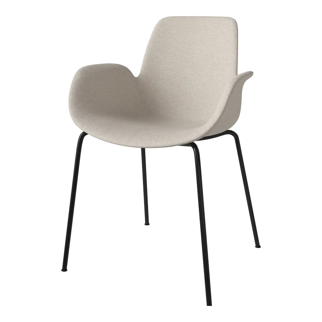 Seed Dining Armchair - Upholstered -  Steel Base, Black Lacquered