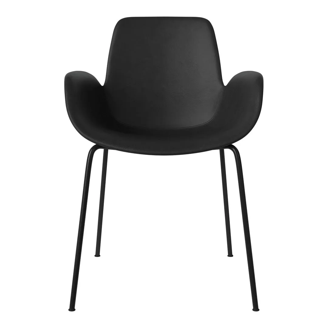 Seed Dining Armchair - Upholstered -  Steel Base, Black Lacquered