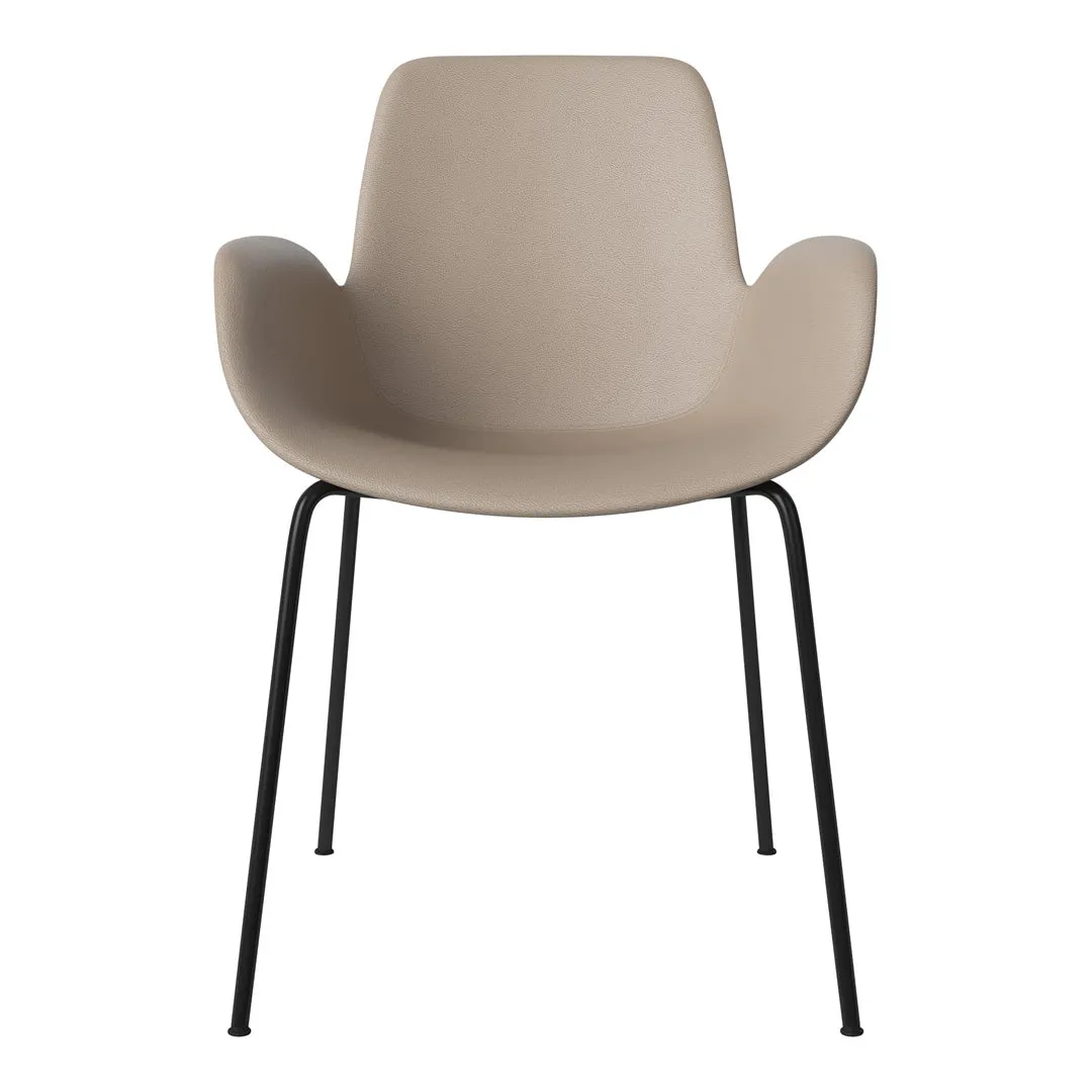 Seed Dining Armchair - Upholstered -  Steel Base, Black Lacquered