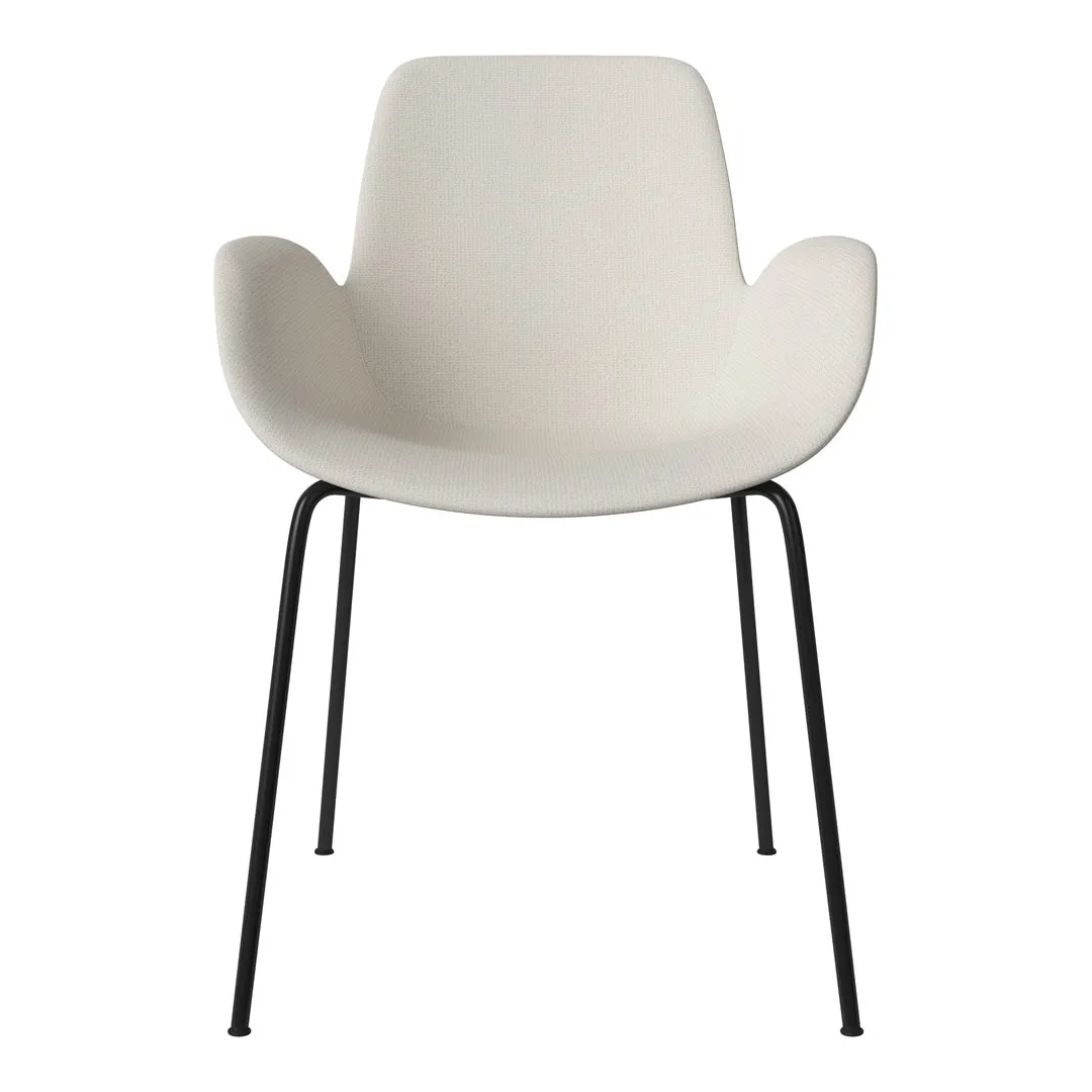 Seed Dining Armchair - Upholstered -  Steel Base, Black Lacquered